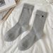 2025-year New Grey Heart-shaped Mid-calf Socks For Women, A Pile Of Women_viptrois.com