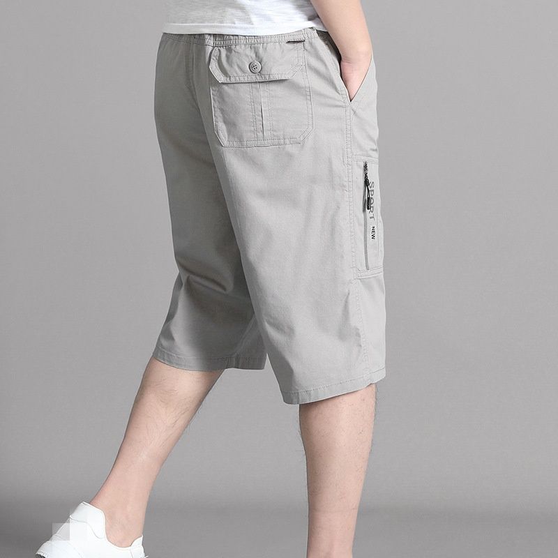 Men's Cotton Short Pants - Summer Lightweight Style, 7-inch Casual Pants, Beach-friendly Loose Large-sized Mid-length Pants_viptrois.com