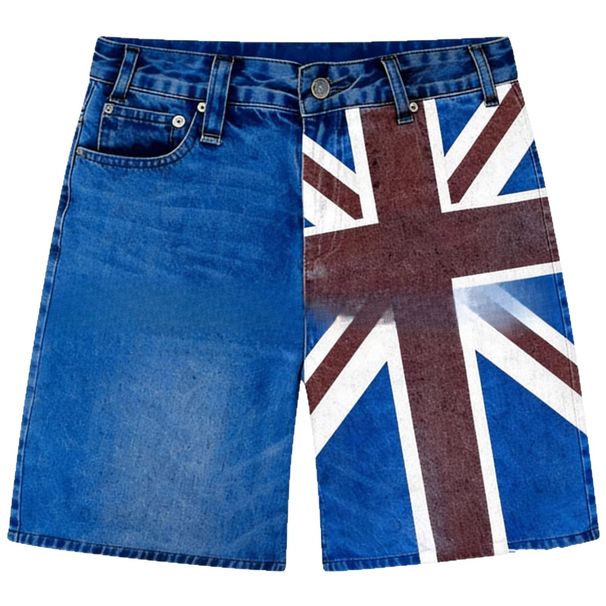 Men's Y2K Street Print Washed Denim Shorts Distressed Style Fashion_viptrois.com