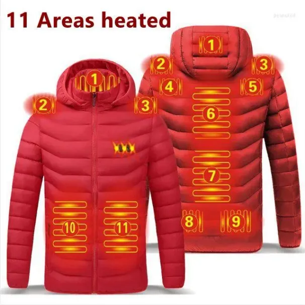 Men's Heated Down Jacket 2024 - 11 Areas Warm, USB Electric, Flexible Thermal, Hooded, Outdoor Vest Coat_viptrois.com