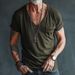 Men's Moisture-Wicking V-Neck T-Shirt - Slim Fit Breathable Polyester Casual Tee With Pocket Detail_viptrois.com
