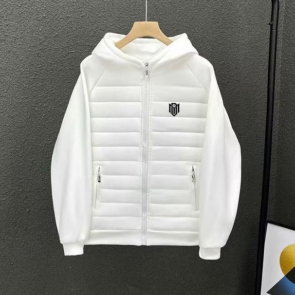 Men's Clothing New Winter Men's Trendy Lightweight Loose Versatile Casual Printed Logo Hooded Cotton Coat_viptrois.com