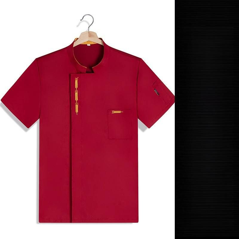 Men's Clothing Chef Uniform Apron Canteen Work Clothes Short Sleeved Breathable Work Clothes_viptrois.com