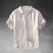 Men's Clothing Cotton Linen Short Sleeved Shirt Casual Breathable Shirt Linen Thin Half Sleeved Lapel Top_viptrois.com