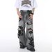 Men's Clothing | 25 Summer New High Street Hip Hop Ripped Beggar's Wear Wide Mopping Denim Pants_viptrois.com