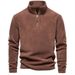 Autumn 2025 High Quality Fashion Men's 100% Polyester Stand Collar Half Zipper Pure Color Long Sleeve Casual Loose Fleece Sweatshirts_viptrois.com
