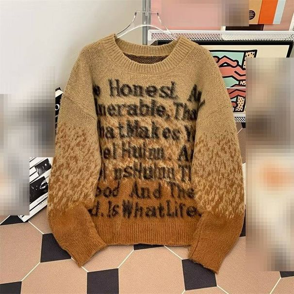 Sweater Autumn And Winter New Round Neck Trendy Brand Trendy Men's Loose High Quality Knitted Sweater Contrast Color_viptrois.com