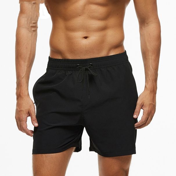 New Men's Solid Color Four-Piece Casual Shorts With Zippered Pockets, Beach Pants With Four-Sided Elasticity, Sports Shorts_viptrois.com