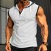 Men's Clothing Men's Sleeveless Vest Men's Pullover Leisure Fitness Sports Loose Hooded Sweatshirt_viptrois.com