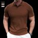 Men's Clothing Summer New Short Sleeved Sweater Men's Ice Silk Polo Shirt V Neck Lapel Slim Business T Shirt_viptrois.com