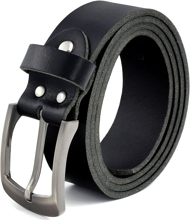 ® Men's Belt Made Of Buffalo For Men Jeans Suit Real Leather Black 38 Mm Wide Can Be Shortened #10125_viptrois.com