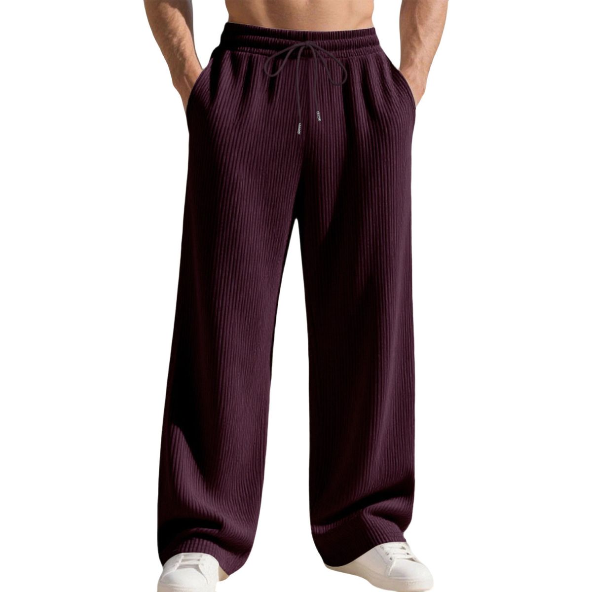 "Heavyweight Jacquard Sweatpants For Men – Hip-Hop Streetwear, Loose Straight-Leg Fit (Black/Grey/Navy, S-XXXL)"_viptrois.com