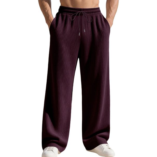 "Heavyweight Jacquard Sweatpants For Men – Hip-Hop Streetwear, Loose Straight-Leg Fit (Black/Grey/Navy, S-XXXL)"_viptrois.com