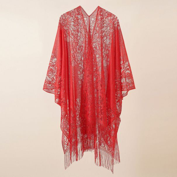 Explosive beach towel shawl with sleeves slit sunblock holiday bikini cover-up Lace embroidered beach cover-up fashion sexy_viptrois.com