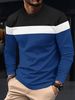 Large-sized Autumn And Winter Men's Round-neck Long-sleeved Two-tone Base Layer Shirt With A Thin Long-sleeved T-shirt Over The Head_viptrois.com