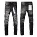 Men's Clothing Zipper Stitching Motorcycle Jeans Men's Slim Fitting Skinny Pants Nine Point Pants Washed Light Blue Retro Old Spring And Autumn Trend_viptrois.com