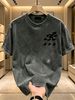 230g Washed Men Casual Tee Crown Runner Star Print Short Sleeve Loose Daily Streetwear T-Shirt_viptrois.com
