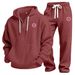 Hip-Hop Style Hooded Zip-Up Sweatshirt With Letter Patchwork, Unisex Streetwear Hoodie, Oversized Fit For Men & Women_viptrois.com