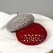Autumn Winter Pearl Rhinestone Wool Knitted Woolen Beret British Korean Version Women's Painter Hat_viptrois.com