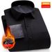 Pulse Pulse Winter Fleece-Lined Thicked White M's Long Sleeve Business Professional Formal Wear Non-Iron Warm Pocket Shirt For_viptrois.com