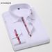 Men's Oxford Long Sleeve Shirt With Woven Tape Trim – Classic Textured Fabric & Contemporary Accent For Smart Casual Wear_viptrois.com