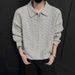 Loom Cross-Border V-Neck Men's Lazy Style Braided Slimming Long Sleeve Knitwear Women's European And American Autumn_viptrois.com