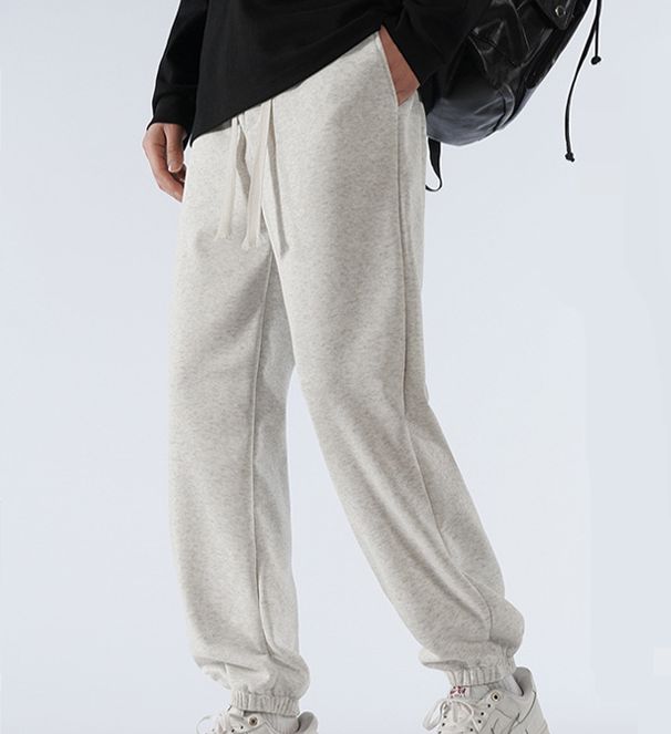 2025 New Cotton Casual Sports Trousers Men's Hong Kong Style Loose Leg Sweatpants Knitted Skinny Pants Casual Versatile_viptrois.com