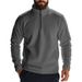 2025 Fashion Outerwear Men's Stand Collar Half Zipper Pure Color Long Sleeve Casual Loose Polar Fleece Sweatshirts_viptrois.com