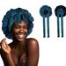 Double Layer Satin Shower Cap - 36cm Wide Brim With Ribbon Trim & Two-Tone Design For Hair Protection_viptrois.com