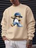 Men's Loose Casual Fashionable Cool Bear Pattern Printed Round Neck Long Sleeved Sweatshirt For Autumn And Winter_viptrois.com
