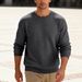 Men's Casual Long Sleeve Crewneck Sweatshirt - Loose Fit, Jacquard Pattern, Basic Solid Colors (White, Dark Gray, Black, Khaki, Army Green)_viptrois.com