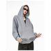Pure Cotton V-neck Hooded Sweatshirt Loose Casual Pullover Hoodie Top Solid Color Simple_viptrois.com