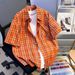 2025 Summer Thin Plaid Short Sleeve Shirt Men's All Match Loose Casual Trendy Sports Teenager Shirt_viptrois.com
