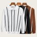 Men's Plus Size Business Casual Polo Knit Sweater - Fit Striped Jacquard Pullover With Breathable Stretch Fabric_viptrois.com