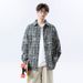 "Men's Vintage Plaid Flannel Shirt – Oversized Long Sleeve Button-Up, Fall Layering Essential (Breathable Poly-Cotton Blend)"_viptrois.com