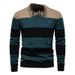 Pure 2024 Autumn New Long Sleeve Polo Sweater Slim Fit Turn-Down Collar Striped Patchwork Men's European Size Knitwear_viptrois.com