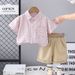Male Baby 2025 New Cute Casual Thin Summer Checkered Small Label Shirt Short Sleeve Set_viptrois.com