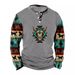 Summer Men's Digital Print 3-Button Henley Trendy Casual T-Shirt_viptrois.com