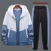 Men's Hooded Tracksuit Set – Long Sleeve Zip-Up Hoodie & Jogger Pants (S-4XL, White/Yellow/Blue)_viptrois.com
