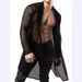 Men's Clothing Personality Long Sleeved Street Fashion Shirt Long Mesh Hollow Sexy Perspective Cardigan_viptrois.com