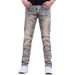 Men's Fashion Jeans Blue Distressed Denim Pants With Patchwork Details Advanced Gray Wash Casual Trousers_viptrois.com