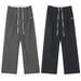 Men's Clothing style double waist stitching striped casual pants for women summer new all match lace up design loose straight wide leg pants_viptrois.com