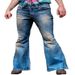 Loom European Station INS Punk Style Denim Blue High Waist Embroidered Vintage Men's Flared Pants Casual Versatile_viptrois.com