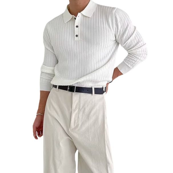 Pure Hot-Selling European Plus Size Long-Sleeve Knitted Sweater Men's Spring And Autumn Light Mature Slim Business T-Shirt_viptrois.com