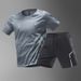 Men's Clothing Ice Silk Quick Drying Clothes Fitness T Shirt Running Short Sleeved Shorts Training Clothes_viptrois.com