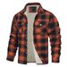 Men's Clothing Fleece-Lined Plaid Shirt Jacket – Oversized Flannel Coat For Men (Green/Khaki/Navy, S-5XL)_viptrois.com