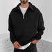 Men's Half-Zip Fleece Pullover Hoodie With Stand Collar, Lightweight Thermal Jacket For Fall & Winter, Casual Streetwear (Grey/Black/Khaki/Burgundy)_viptrois.com