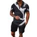 2025d Men's Short Sleeve Shirt With Zipper And Turn-down Collar, 3D Printed Polo Set_viptrois.com