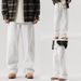 Shanggu Autumn White Jeans American Trendy Brand Hip Hop Wide Leg Loose Extended Men's Pants_viptrois.com