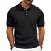 Men's Heavyweight Textured Jacquard Polo Shirt, Relaxed Fit Short Sleeve Top For Casual & Streetwear Looks_viptrois.com